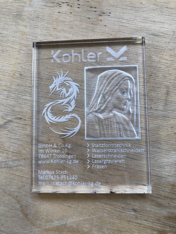 Beispiel lasergravieren auf Eurolaser mit Acrylglas – Bild 1